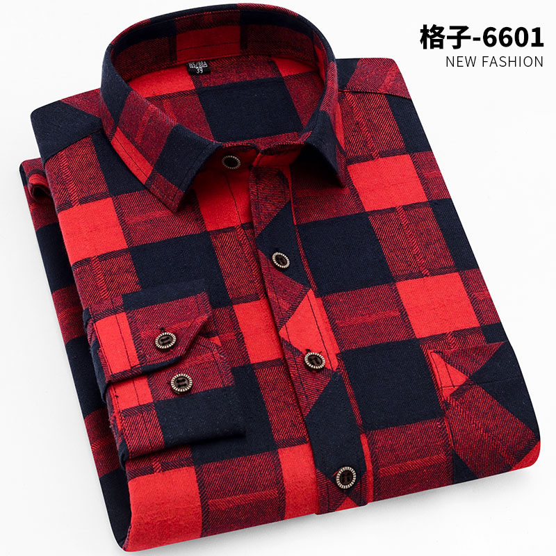 磨毛格子衬衫6601